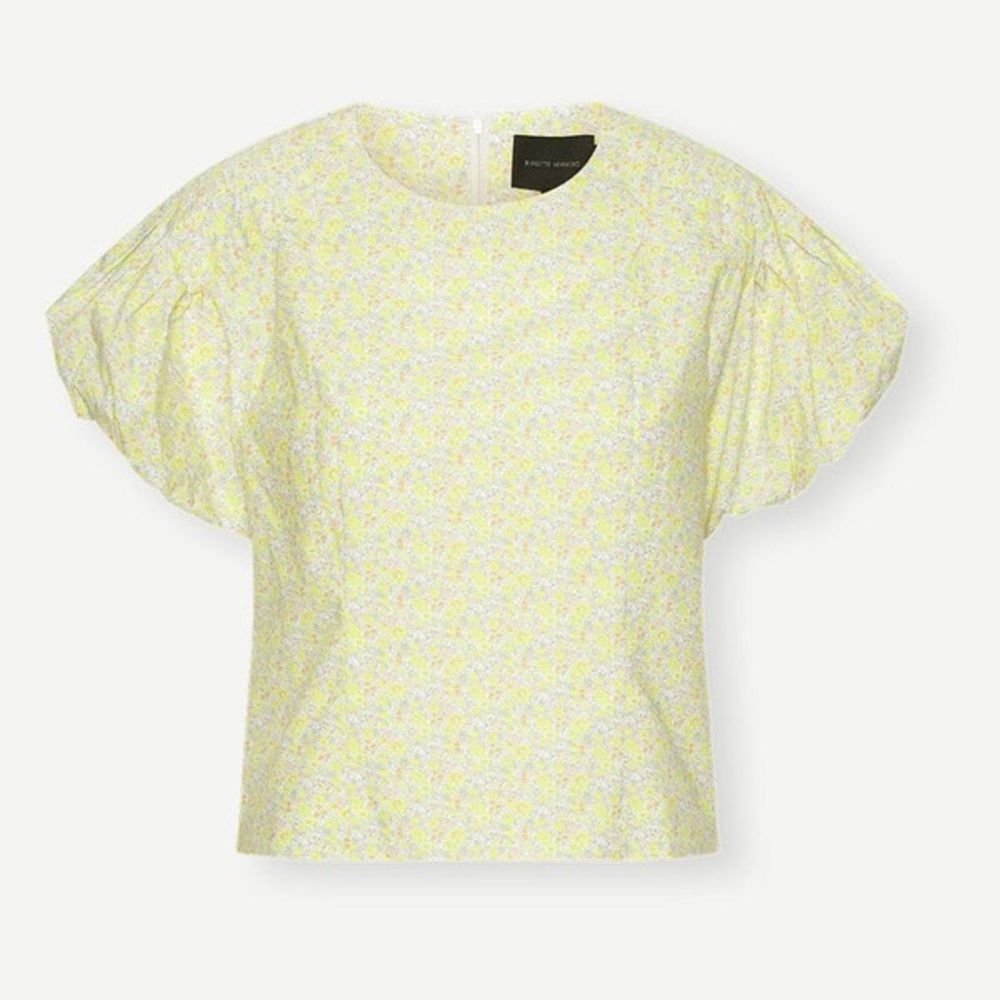 Nwot BIRGITTE HERSKIND bell yellow ditsy floral puff sleeve cotton blouse